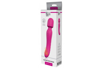 Ярко-розовый жезловый вибратор Heating Bodywand с нагревом - 23,2 см.