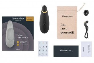 Черный клиторальный стимулятор Womanizer Premium 2