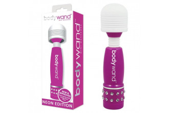 Фиолетово-белый жезловый мини-вибратор с кристаллами Mini Massager Neon Edition