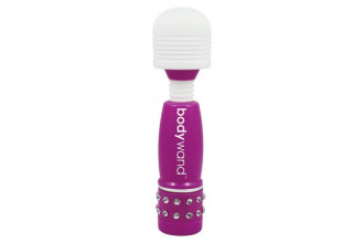 Фиолетово-белый жезловый мини-вибратор с кристаллами Mini Massager Neon Edition