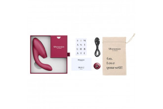 Бордовый бесконтактный клиторальный стимулятор Womanizer Duo 2