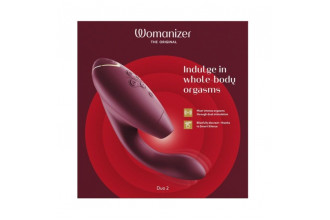 Бордовый бесконтактный клиторальный стимулятор Womanizer Duo 2