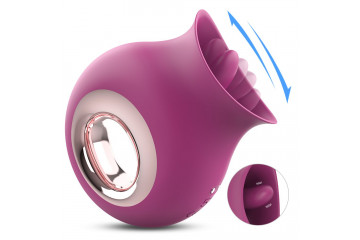 Фиолетовый клиторальный вибромассажёр с подвижным язычком