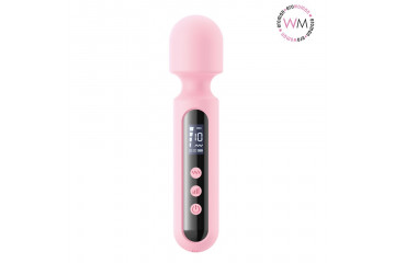 Розовый wand-вибратор с дисплеем
