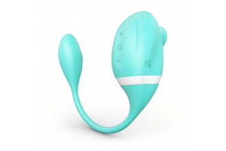 Мятный вакуумный вибростимулятор Tadpole Vibrating Dual Stimulation с виброхвостиком