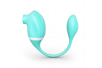 Мятный вакуумный вибростимулятор Tadpole Vibrating Dual Stimulation с виброхвостиком