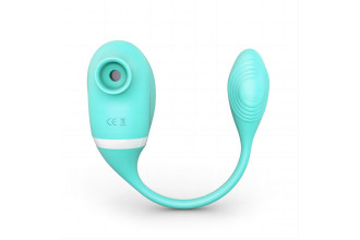 Мятный вакуумный вибростимулятор Tadpole Vibrating Dual Stimulation с виброхвостиком