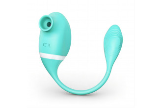Мятный вакуумный вибростимулятор Tadpole Vibrating Dual Stimulation с виброхвостиком