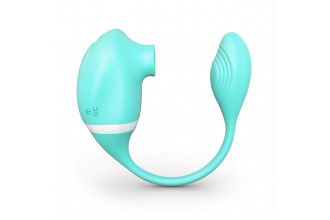 Мятный вакуумный вибростимулятор Tadpole Vibrating Dual Stimulation с виброхвостиком