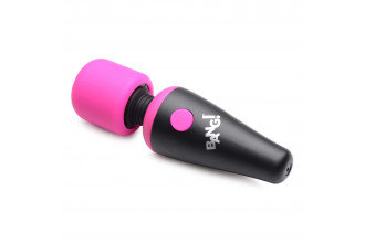 Розово-черный мини-вибромассажер 10X Vibrating Mini Silicone Wand