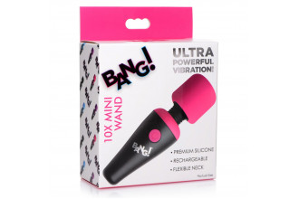 Розово-черный мини-вибромассажер 10X Vibrating Mini Silicone Wand