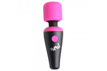 Розово-черный мини-вибромассажер 10X Vibrating Mini Silicone Wand