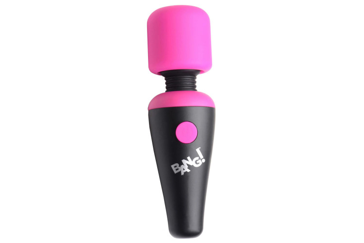 Розово-черный мини-вибромассажер 10X Vibrating Mini Silicone Wand