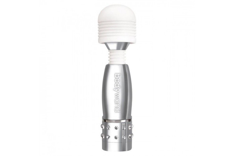 Серебристый жезловый мини-вибратор с кристаллами Mini Massager Silver Edition