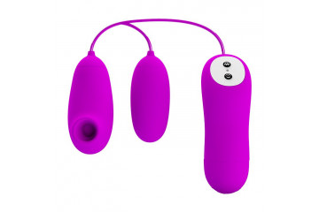 Лиловый вакуумный стимулятор клитора с виброяйцом