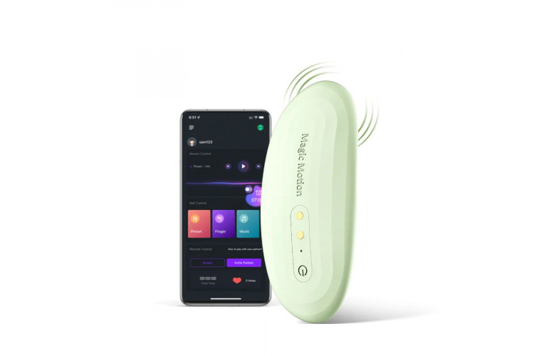 Зеленый вибромассажер в трусики Magic Motion Nyx - 8,8 см.