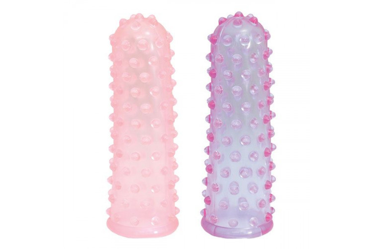 Набор из 2 пупырчатых насадок на пальцы FINGER SLEEVES PURPLE/PINK