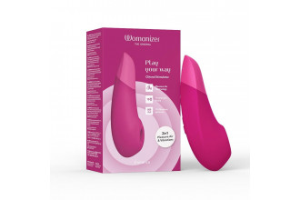 Розовый бесконтактный клиторальный стимулятор Womanizer Enhance с вибрацией