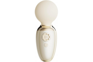 Бежевый мини-вибратор с функцией нагрева Ava