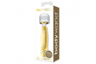 Золотистый жезловый мини-вибратор с кристаллами Mini Massager Gold Edition