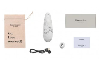 Белый бесконтактный клиторальный стимулятор Womanizer Marilyn Monroe Special Edition