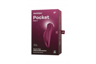 Малиновый вакуум-волновой стимулятор клитора с вибрацией Pocket Pro 1