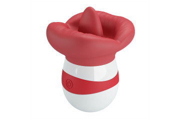 Красно-белый клиторальный стимулятор в форме рта Mina