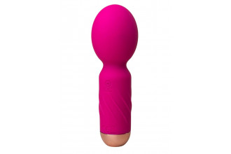 Ярко-розовый мини-wand вибратор для стимуляции эрогенных зон