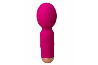 Ярко-розовый мини-wand вибратор для стимуляции эрогенных зон