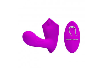 Лиловый вибромассажёр Willie с пультом ДУ