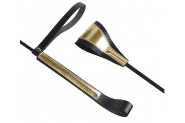 Черно-золотистый стек с хлопушкой из кожи - 62 см.