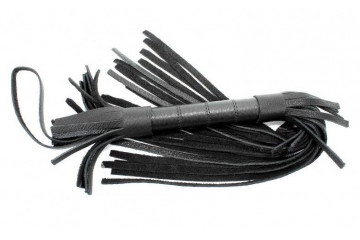 Короткая чёрная плетка из натуральной кожи - 45 см.