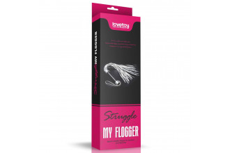 Серебристая плетка Struggle My Flogger с черной ручкой - 45 см.