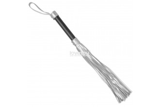 Серебристая плетка Struggle My Flogger с черной ручкой - 45 см.