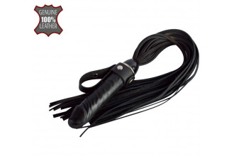 Черная плеть Ковбой с ручкой-фаллосом - 55 см.