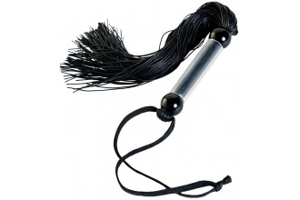 Черный мини-флоггер с резиновыми хвостами - 26 см.