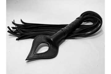 Черная кожаная плеть Пиковая Дама - 60 см.