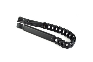 Черная кожаная плеть «Клеопатра» - 62 см.