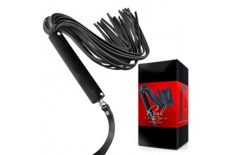 Черная кожаная плеть-флоггер - 84 см.