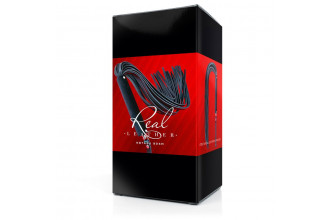 Черная кожаная плеть-флоггер - 84 см.