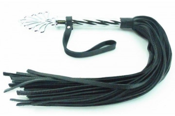 Черная плеть с металлической рукоятью - 60 см.