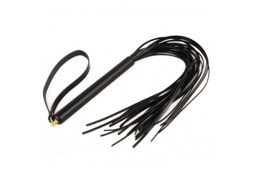 Черная лаковая плеть MIX с ремешком - 47 см.