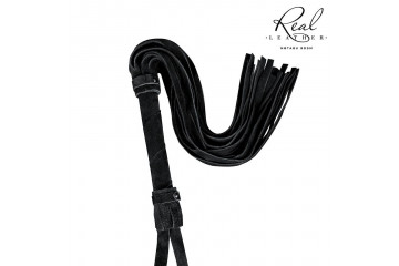 Черная кожаная плеть - 55 см.