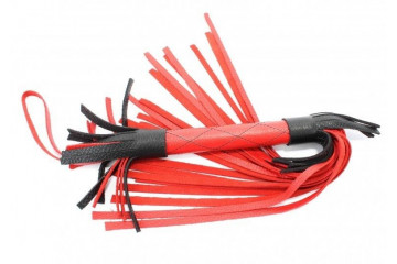 Красно-черная кожаная плётка - 45 см.