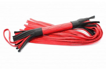 Красно-черная плетка из натуральной кожи - 60 см.