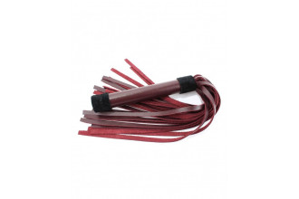 Бордовая плеть Maroon Leather Whip с гладкой ручкой - 45 см.