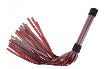 Бордовая плеть Maroon Leather Whip с гладкой ручкой - 45 см.