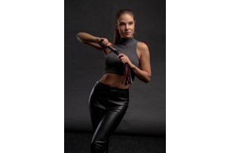 Бордовая плеть Maroon Leather Whip с гладкой ручкой - 45 см.