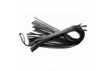 Чёрная плетка из натуральной кожи - 60 см.