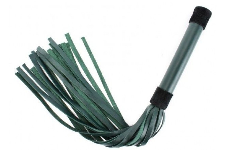 Изумрудная плеть Emerald Leather Whip с гладкой ручкой - 45 см.